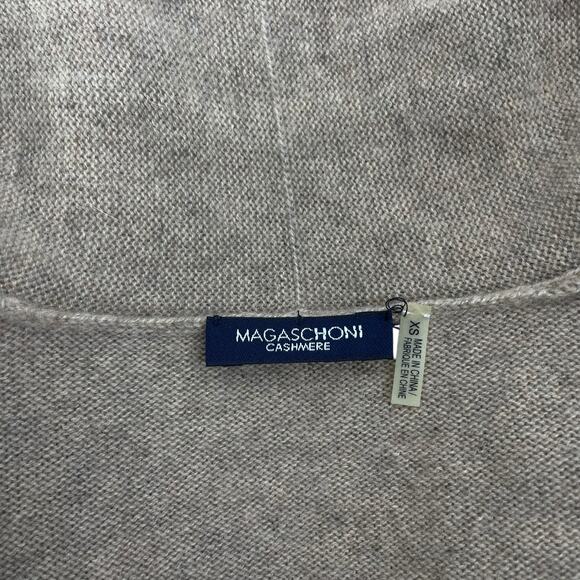 Magaschoni 100% Cashmere Fringe Trim Open Front Cardigan Brown Size XS - Picture 8 of 8